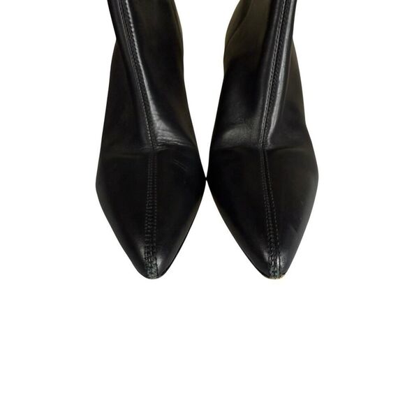 Reformation Camille Rowe Black Leather Pointed Toe Ankle Boots 8.5 Pull-On - Picture 8 of 9